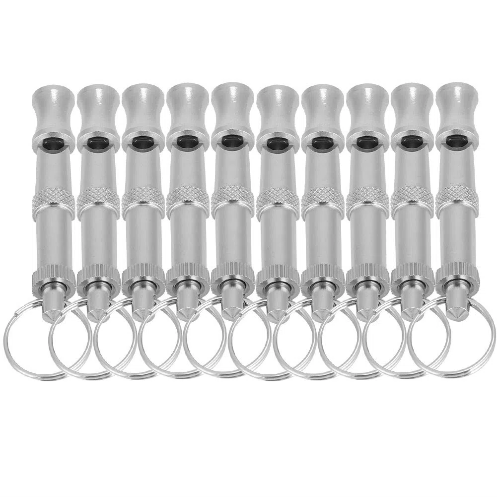 20 Unids/Set Silbatos para Perros,Silbato para Perros de Acero Inoxidable de Longitud Ajustable para Dejar de Ladrar con Anillo Colgante de Metal