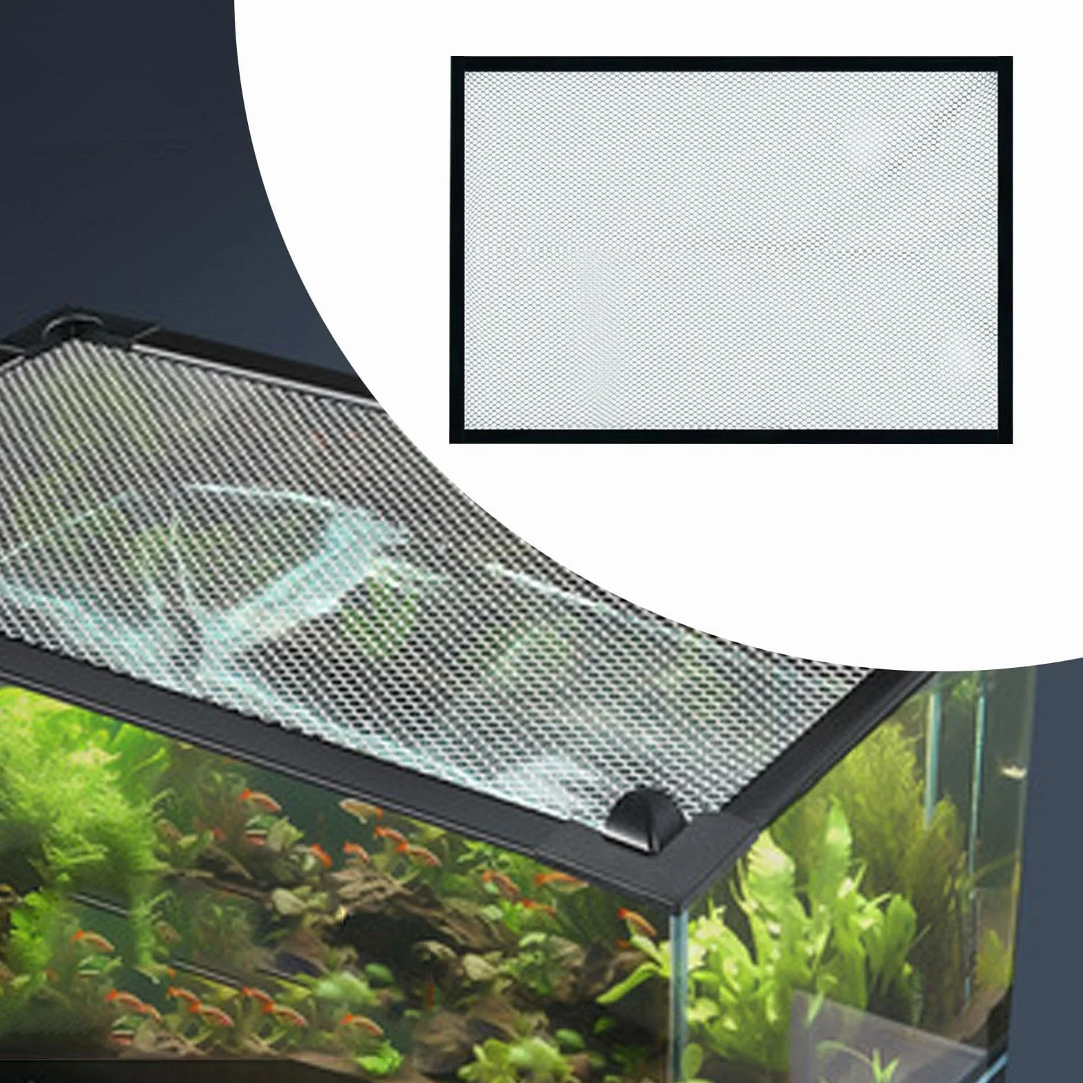 Red de Acuario Protector para Tanque de Peces Cubierta con Malla Fina Antibrincos Fácil de Ensamblar Y Duradera Adecuada para Mascotas Acuáti