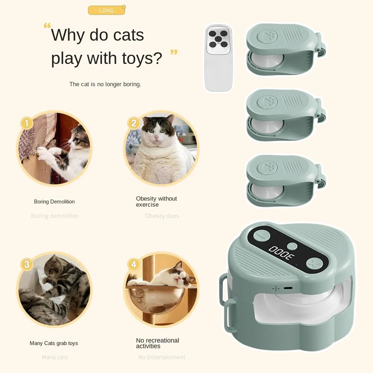 Juguetes para Gatos de Interior, Interactivo para Gatos, Cinta de Correr automática con Control Remoto, Velocidad Ajustable, Juguetes de Caza para el hogar, Sala de Estar, Cocina