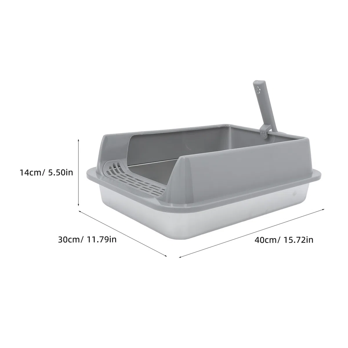 DOITOOL Bandeja de Arena para Gatos de Acero Inoxidable Mediana con Tapa Metálica Gris Caja Cerrada Antiadherente para Uso Doméstico Interior y Exterior Accesorios Gatos Caja de Arena