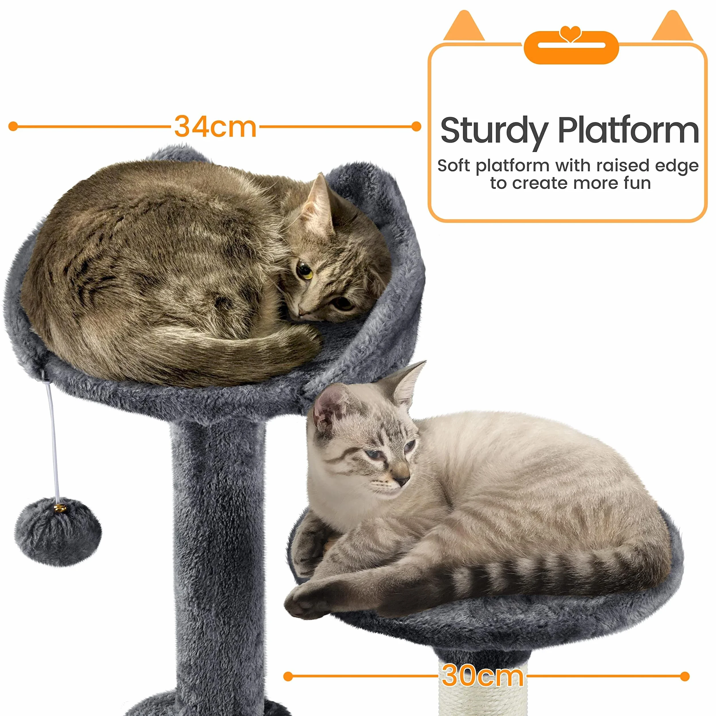 Yaheetech Rascador XXL para Gatos de 175 cm de Altura para Gatos Grandes, árbol de Escalada Estable con columnas de sisal y Plataformas, Hamaca de Peluche, Color Gris Oscuro