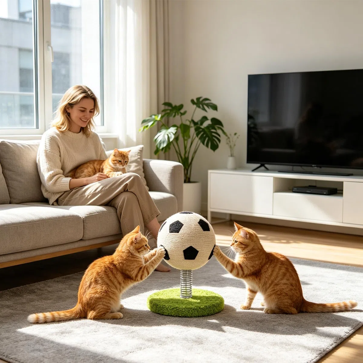 Pelota Rascador para Gatos Juguete de Fútbol Rascador para Mascotas | Pelota Antiaburrimiento Para Gatitos para Alivio del Estrés y Diversión en Interior y Exterior Ejercicio y Entrenamiento