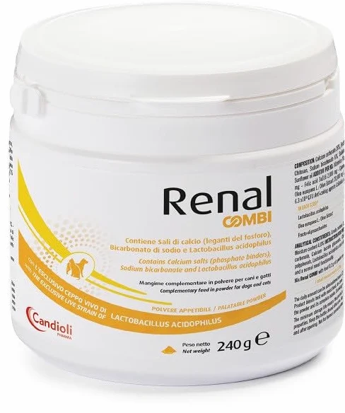 CentroVete Renal Combi 240 g para perros y gatos. Pienso complementario en Polvo, Contiene sales de Calcio.