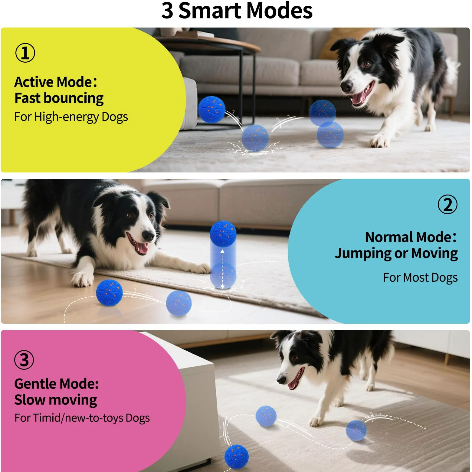 SCHITEC Juguetes interactivos para perros, bola vibradora inteligente para perros medianos y grandes de alta energía, juguetes motorizados para persecución de mascotas (azul)
