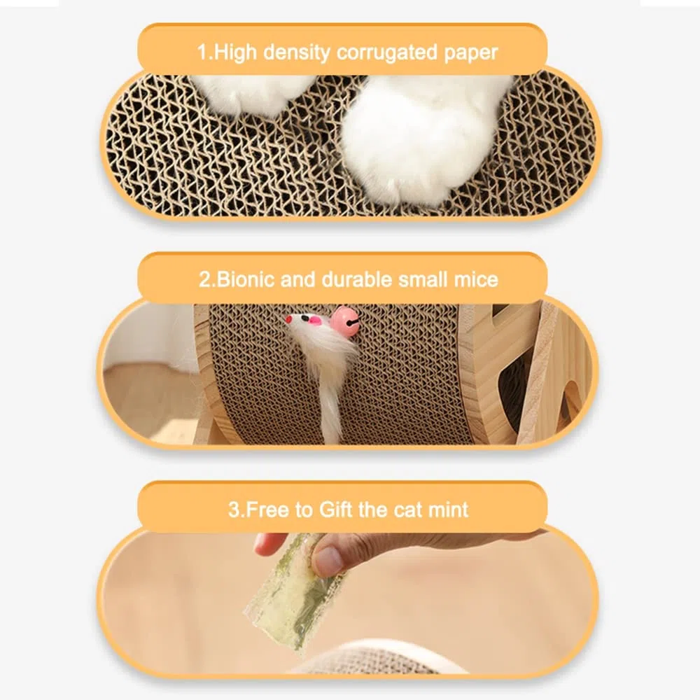Juguete para Mascotas Noria Gato Pata Columna Gato Garra Interactiva Ejercicio De Molienda Papel Corrugado Natural Resistente Al Desgaste