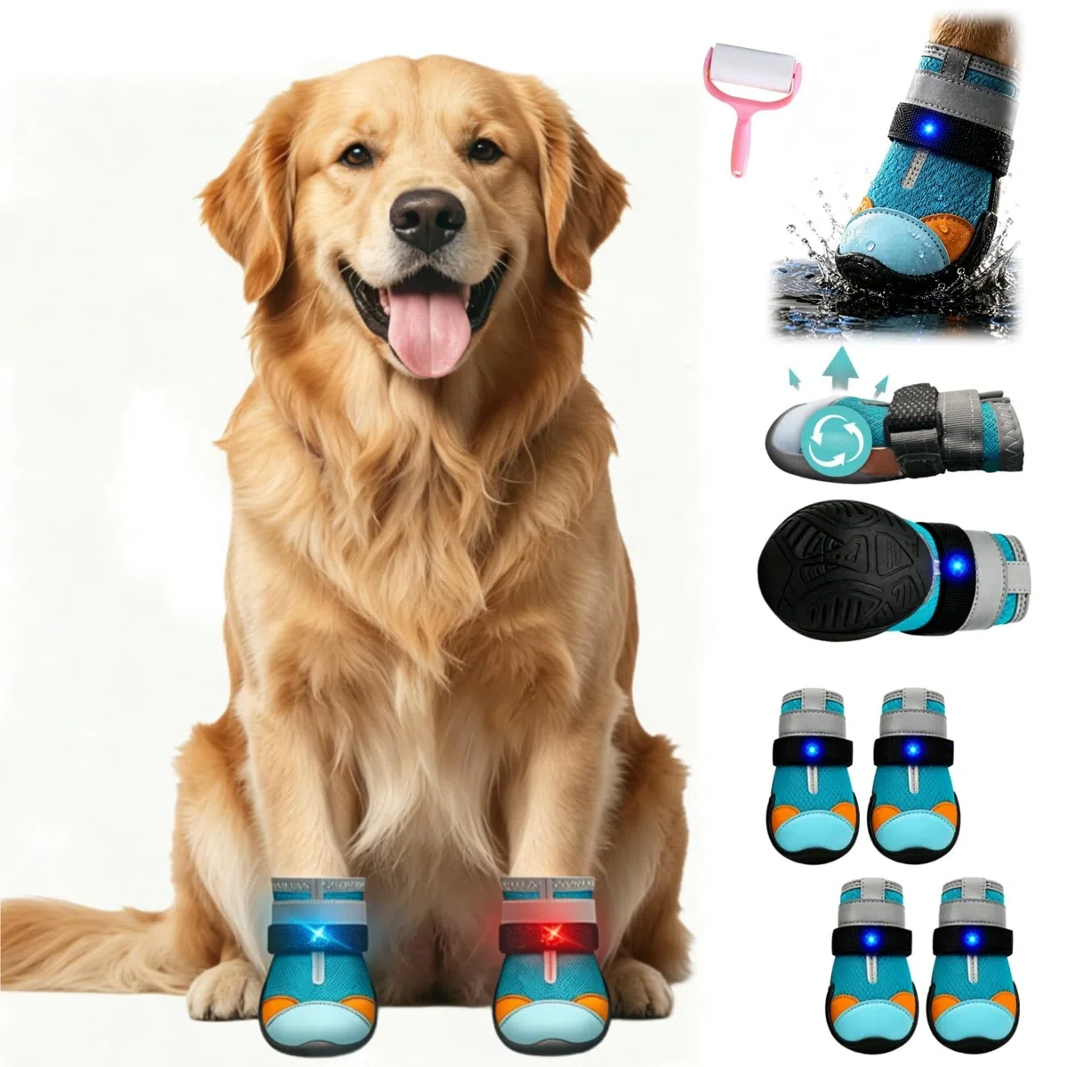 Light Up Shoes For Dogs,Breathable Mesh Non-Slip Dog Boots & Paw Protector