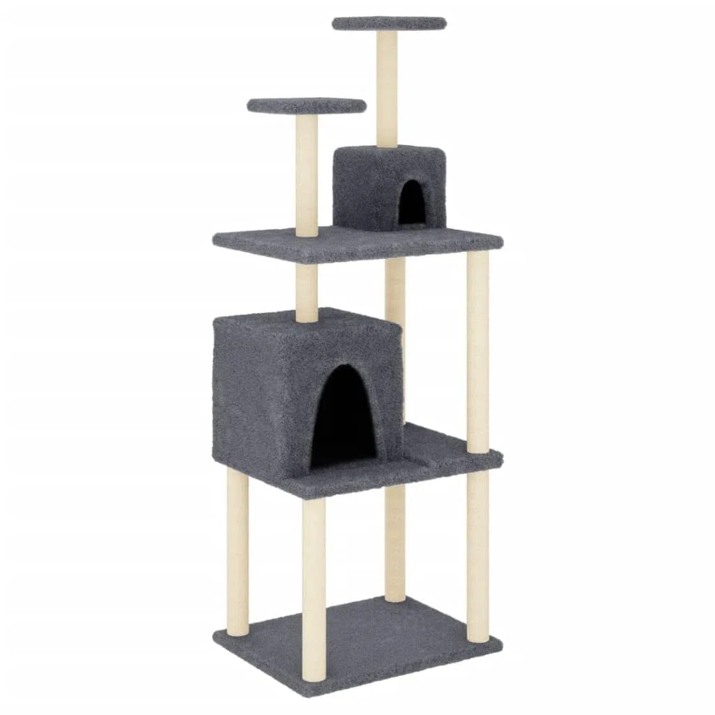 Árbol rascador de 167 cm de alto con sisal y 2 cuevas
