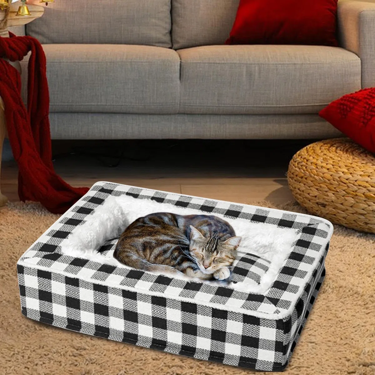 Sofá para Perros De Dormir Suave Y Calmante para Mascotas | Cama Lavable Para Cachorros Para Dormir Para Sala De Estar Jaula Interior Dormitorio Perrera Suelo