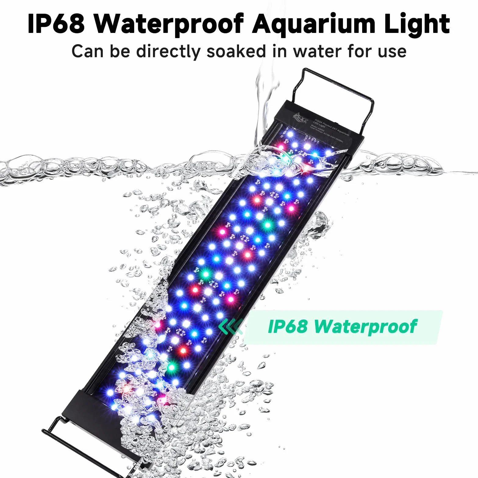 AQQA Luz de acuario LED, 30W espectro completo 24/7 modo pecera luz LED, temporizador ajustable brillo acuario iluminación, luz de plantas acuario con función de memoria y soporte expandible, para 80