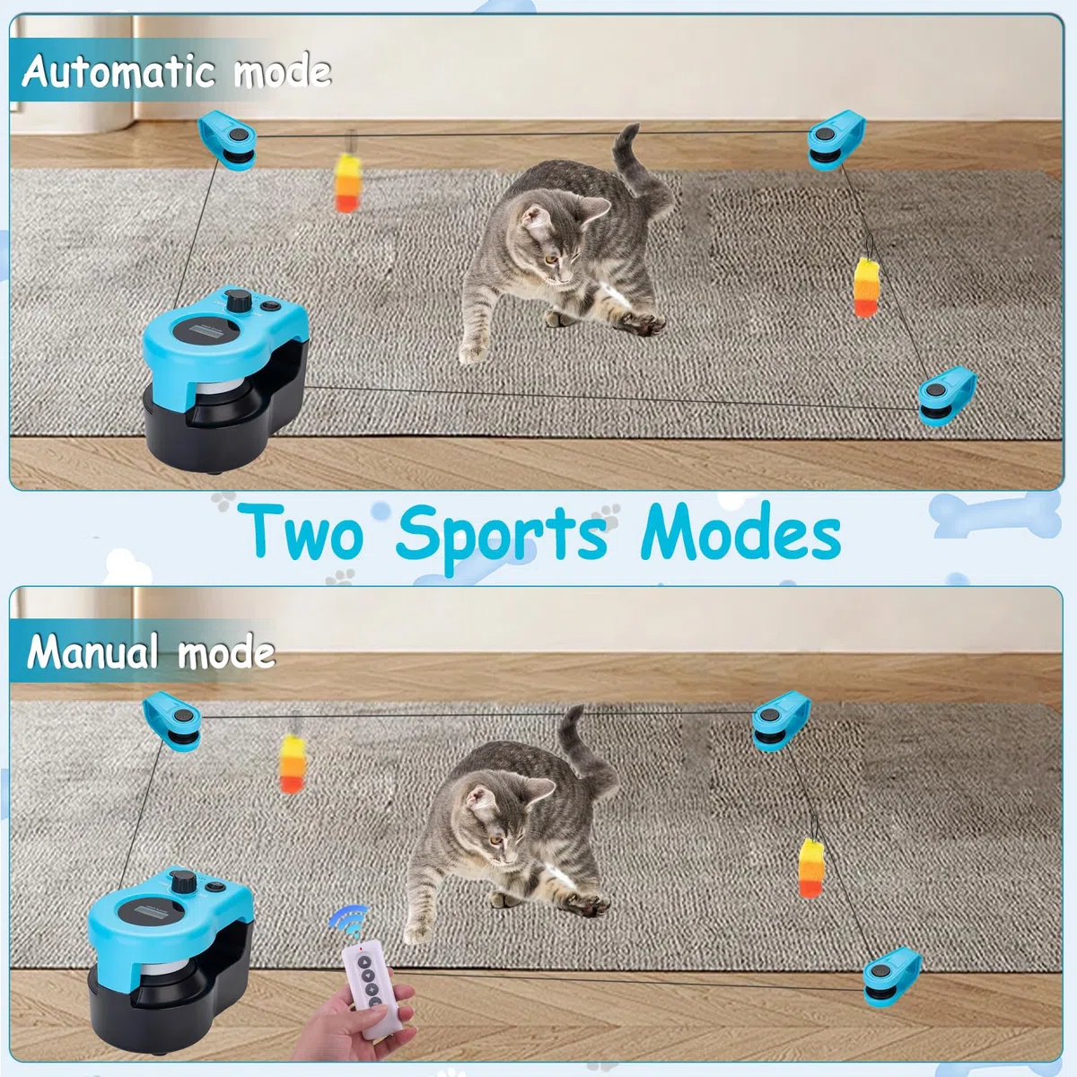 Nueva Cinta de Correr para Gatos, Automático/Control Remoto Juguete Interactivo Gato, Juguetes de Caza de Gatos simulados, Velocidad Ajustable, Juego de Caza con Pluma para Gatos de Interior