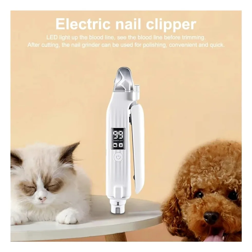Cortauñas eléctrico for mascotas 2 en 1, molinillo de uñas for perros