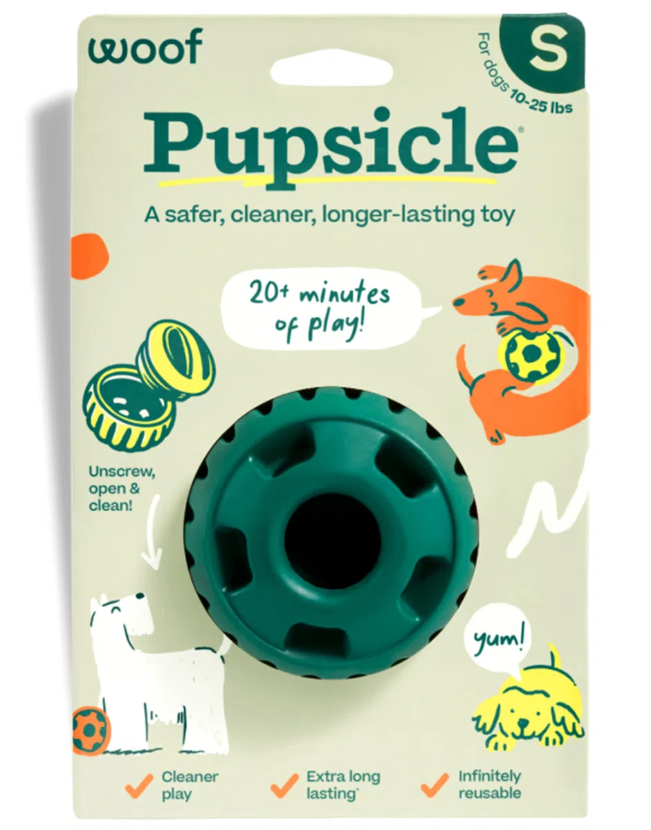 Woof Pupsicle, Juguete de Larga duración para Mantener a tu Cachorro distraído, Seguro para Perros, fácil de Limpiar, Juguetes rellenables para Perros, pequeño de 10 a 25 Libras