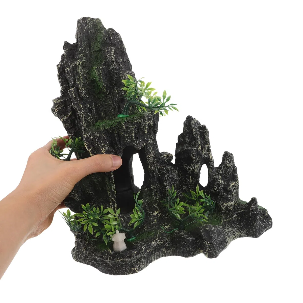 DOITOOL Decoración para Peceras de Resina Cueva de Piedra Simulada para Acuario Escondite para Gambas y Peces Betta Decoración Natural para Paisaje Subacuático 1 Pieza