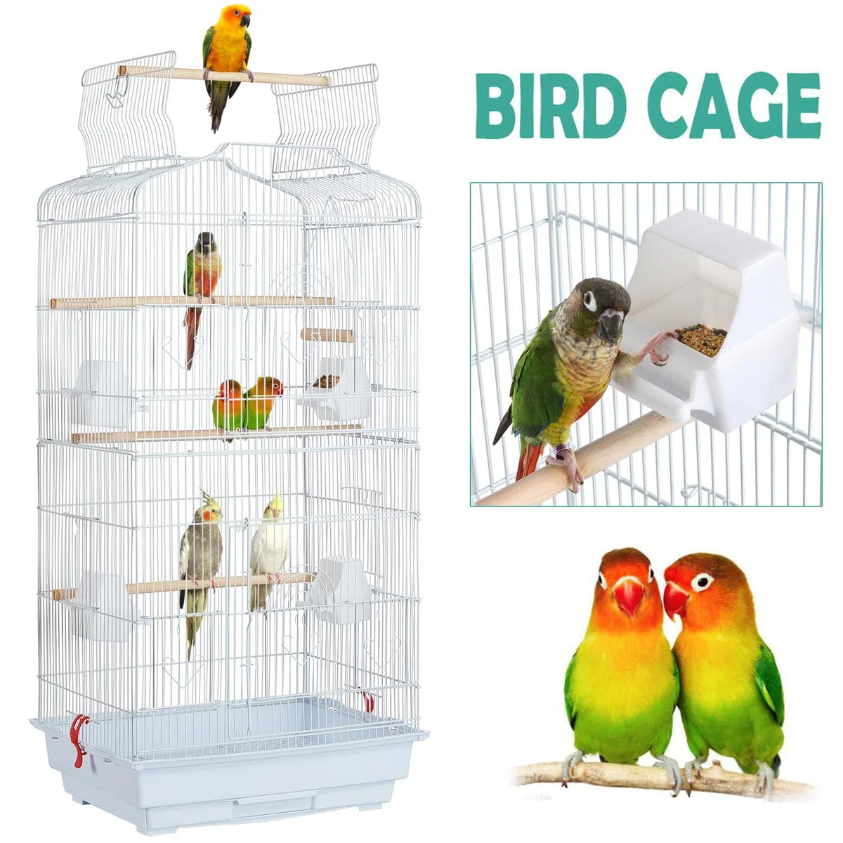 Yaheetech Jaula para Pájaros Jaula de Aves Canarios 2 Calor Blanco