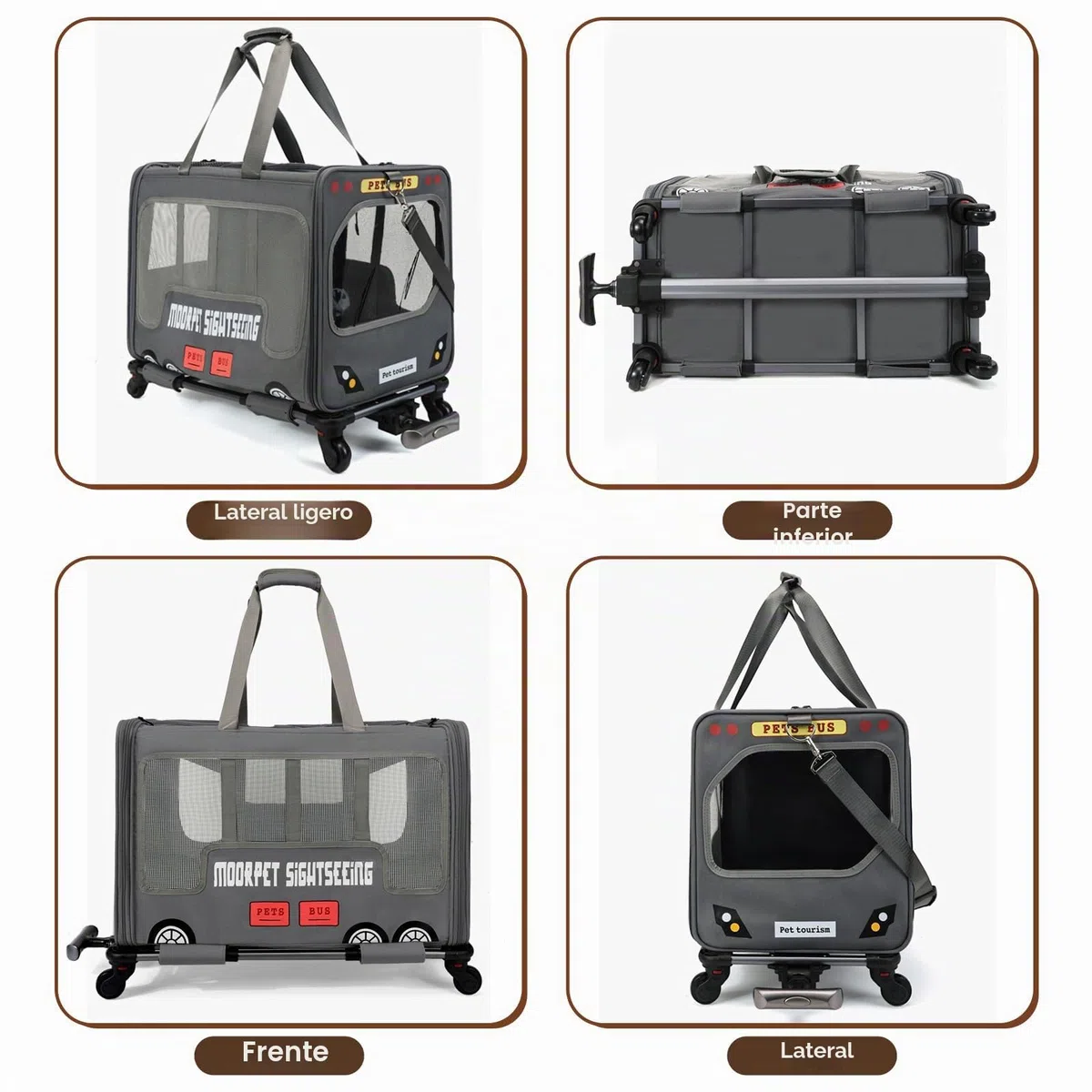 Galatée Cochecito para Mascotas, Bolsa De Viaje para Perros con Ruedas Extraíbles, Bolsa De Transporte Portátil para Gatos, Bolsa Plegable para Perros para Viajes, Camping y Exteriores(Negro)