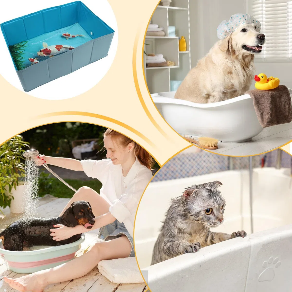 Piscina para Perros Bañera De Perro Plegable De PVC con Forma Cuadrada