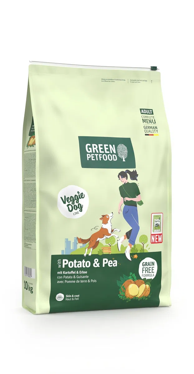 Green Petfood VeggieDog con Patata y Guisante (1 x 10 kg) | Adulto | alimento seco Premium para Perros Adultos sensibles | Vegetariano y sin Trigo | con Sabrosa Batata | 1 Pack
