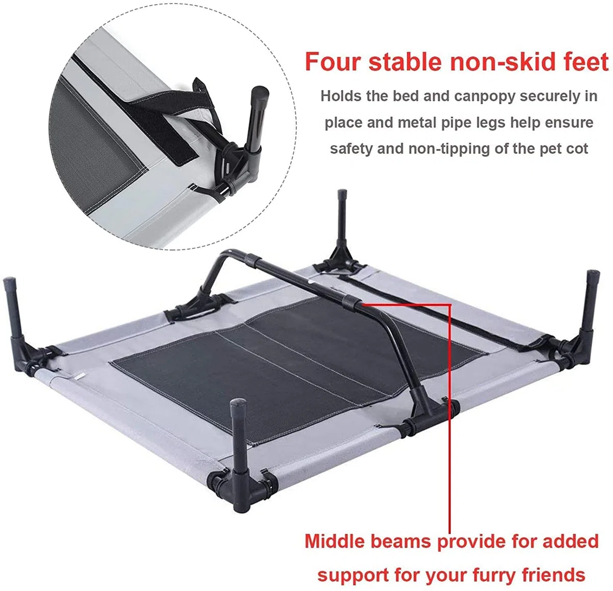 PawfectPals Cama elevada para mascotas para interiores y exteriores con pantalla desmontable (grande)