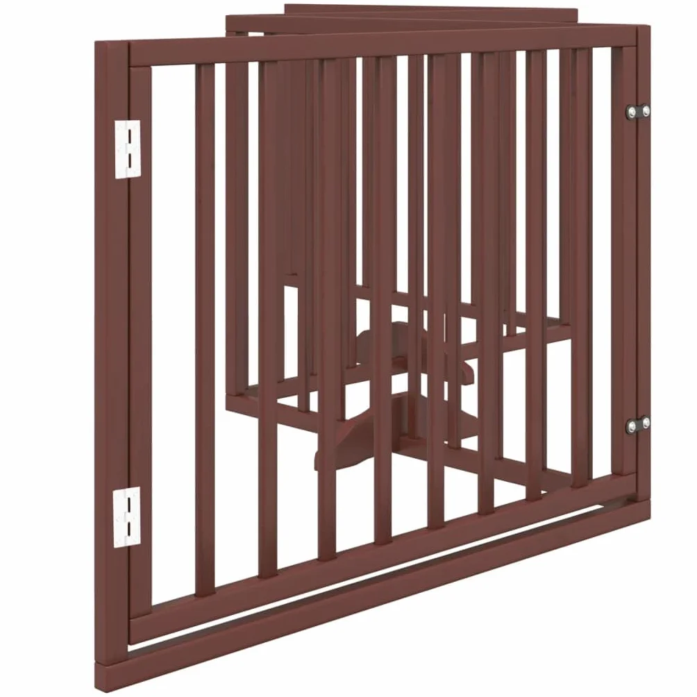 Rejilla para perros con puerta plegable marrón madera de álamo 320 cm, 4 paneles, plegable, protección de seguridad, ideal para perros, cachorros, entrenamiento, interior y exterior