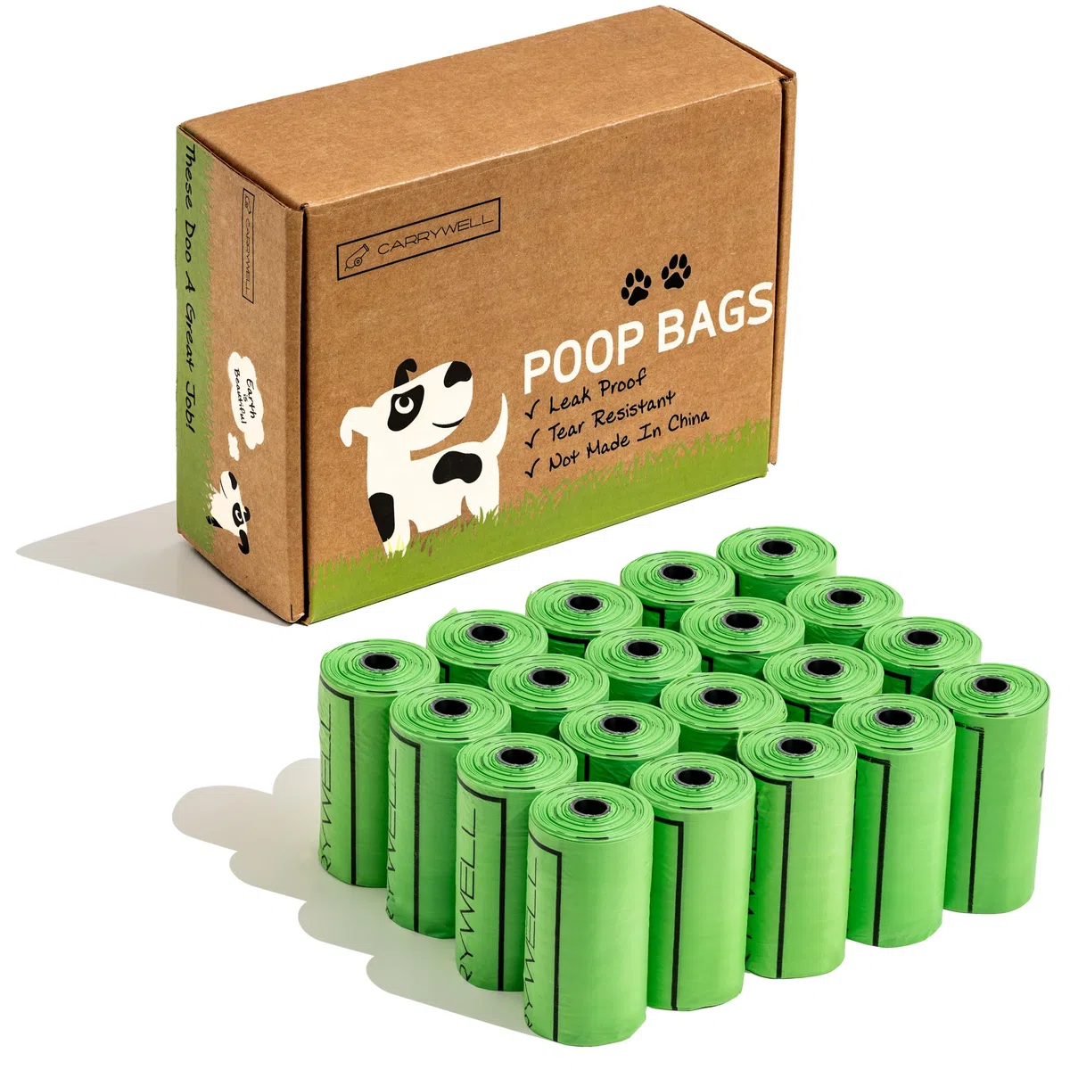 Carrywell Bolsas para excrementos de perro, 300 unidades, a prueba de fugas y extra gruesas, rollos de repuesto para perros, sin perfume