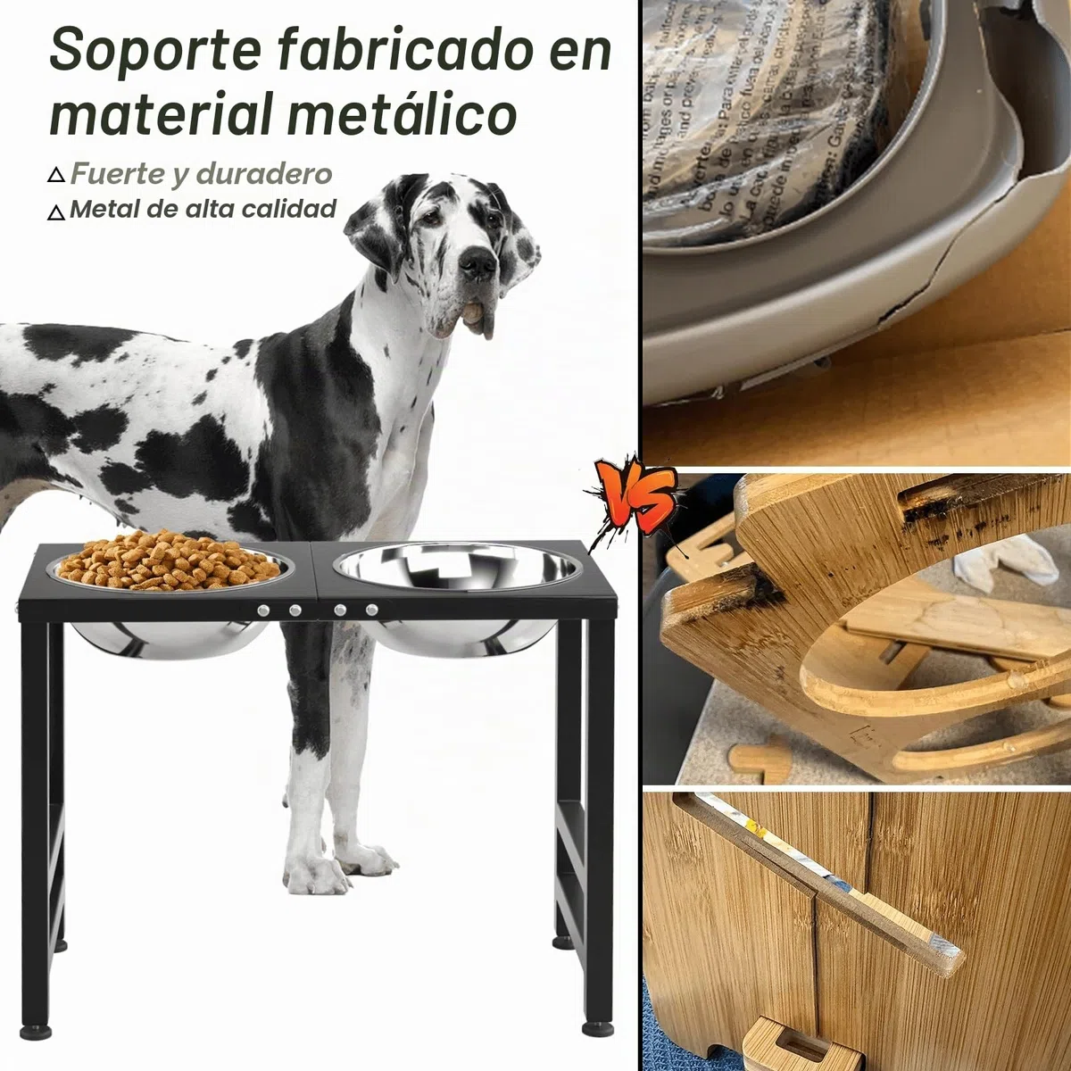 Cuencos elevados de metal para perros grandes de raza extra grande Soporte de cuenco para perros elevado con alfombrilla a prueba de salpicaduras y cuencos para mascotas de 3000ML, comedero de 17" de