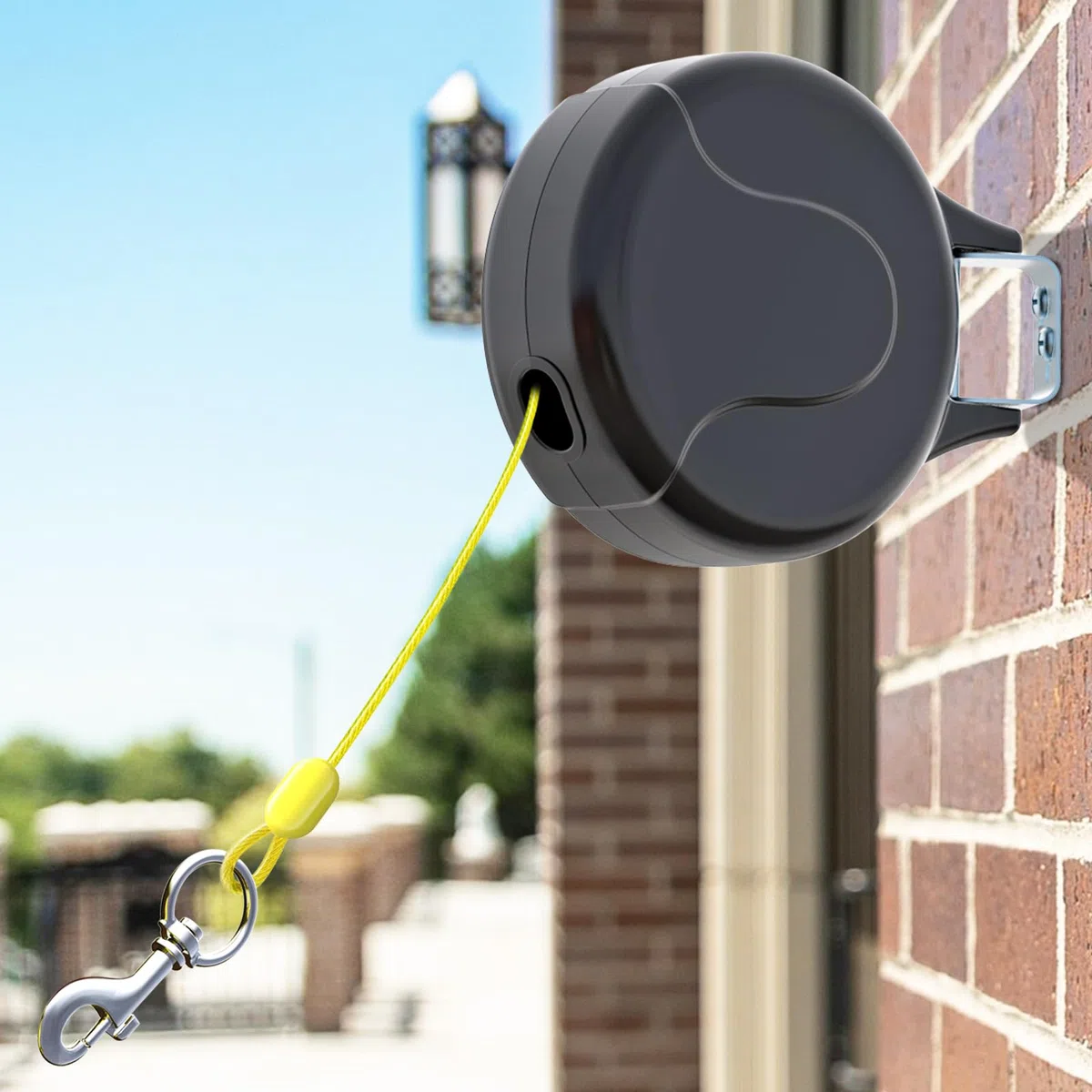 Cable retráctil de 9 Metros para Perros pequeños a Grandes de Entre 9 y 34 kg, Correa retráctil patentada Ideal para Patio y jardín, Duradera, para 70 000 ciclos (Negro, 9 Metros)