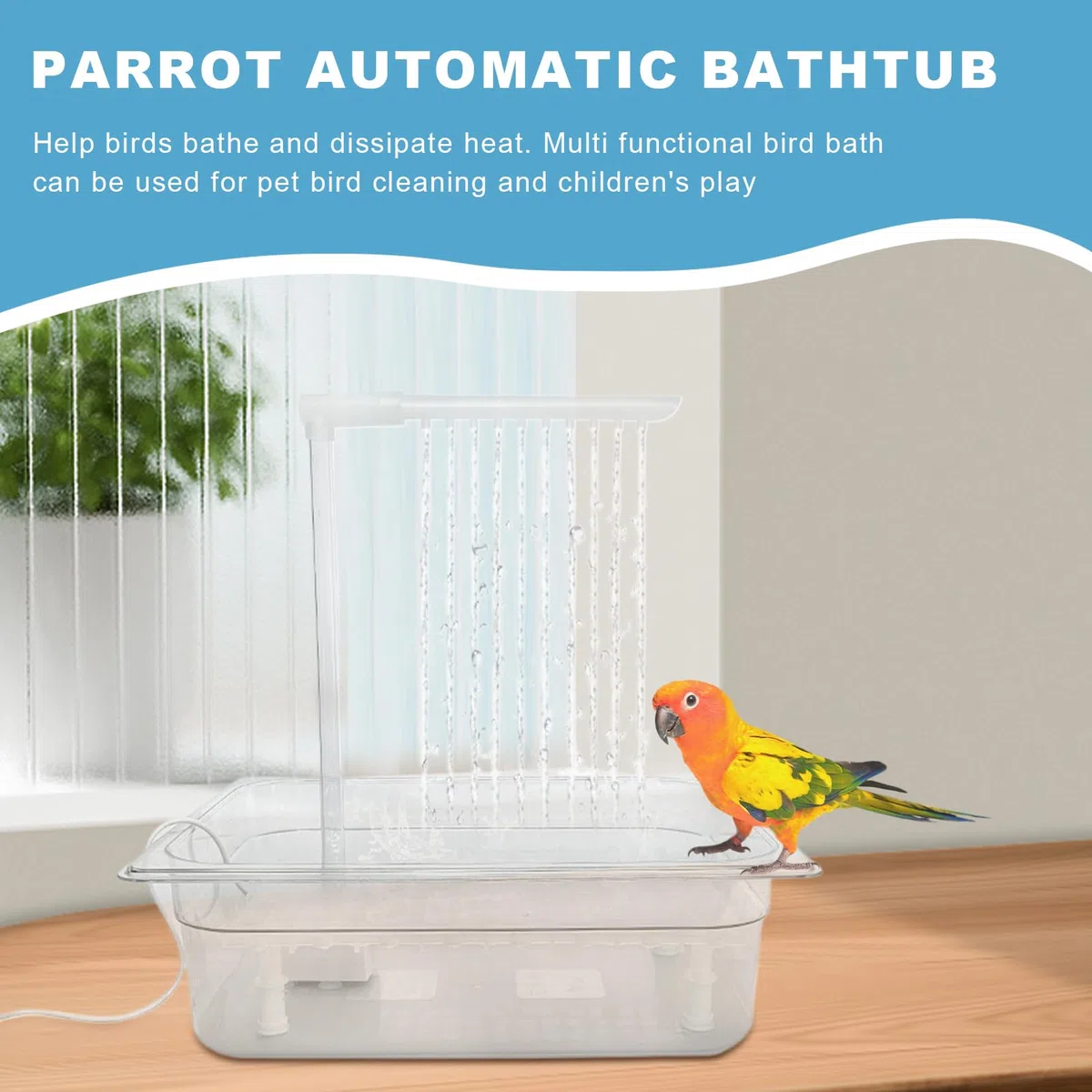 Baño automático de loros, bañera automática de loro Baño de aves a presión | Bañera de amor con presión de agua ajustable, bañera de ducha de periquito para cacatina africano gris