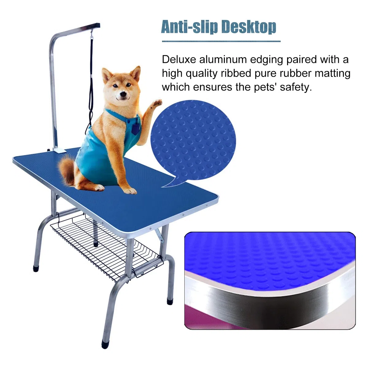 Mesa Peluqueria Canina Mesa Plegable Para Peluqueria De Perros De Raza Grande, Mesa De Peluqueria De Mascotas Resistente Con Lazo Para El Brazo, Soporte Organizador Para Mesa De Belleza Azul ( Size :