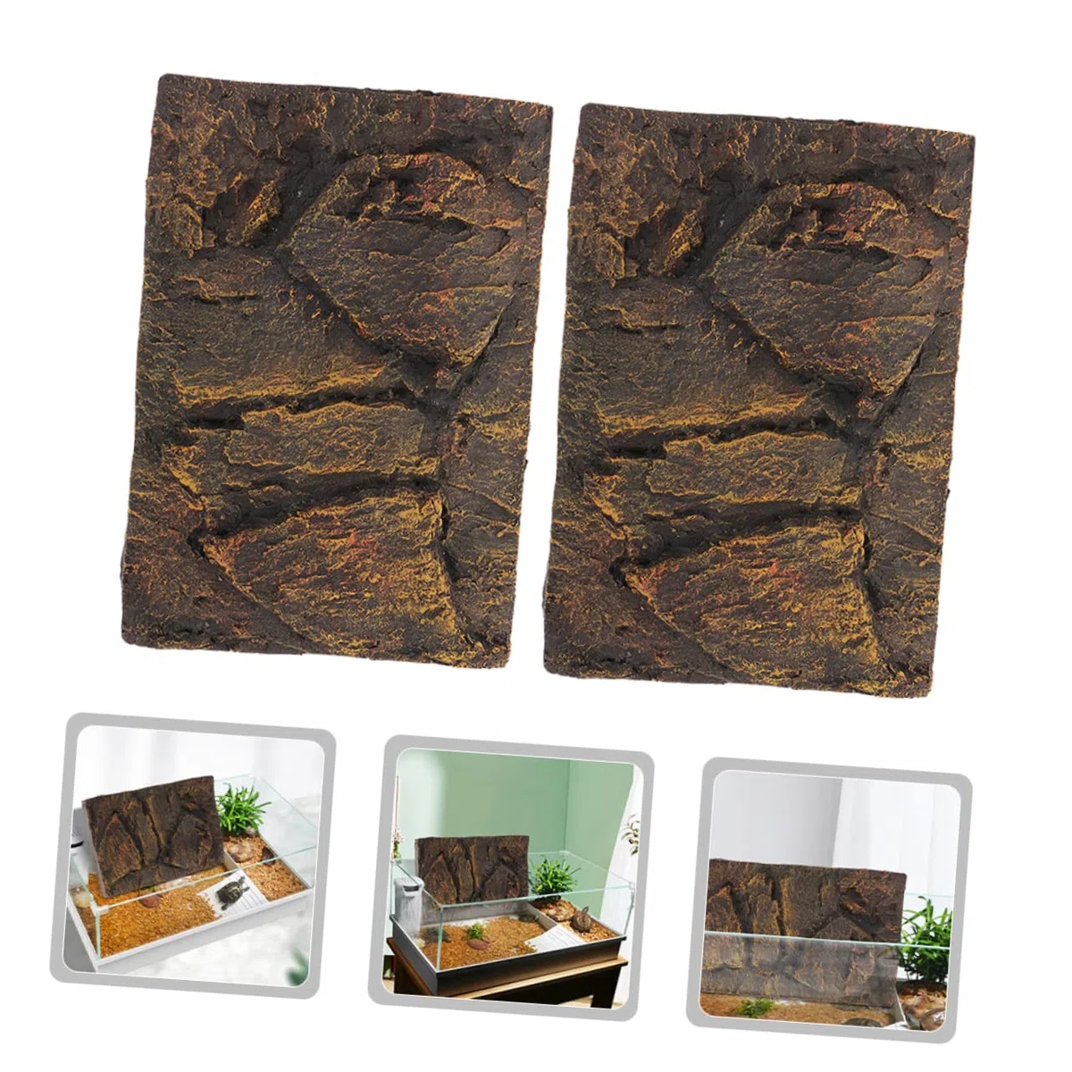 Hohopeti 2 Uds Reptil Caja Telón De Fondo Tortuga Tanque Decoración Corcho Corteza Reptil Azulejo Fondo 3D Terrario Pared Telón De Fondo Reptil Pared Tortuga Tanque Fondo Reptil Fondo