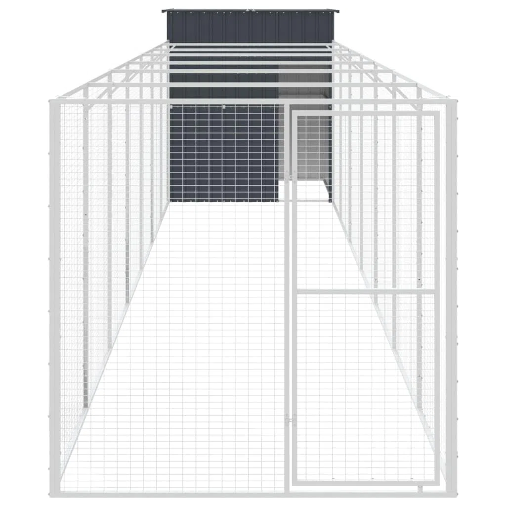 Mangloder Caseta para Perros con Caño Antracita de Acero Galvanizado 165x863x181cm con Techo y Diseño de Red para Exterior, Jardín y Protección Seguro para Perro y Cachorro