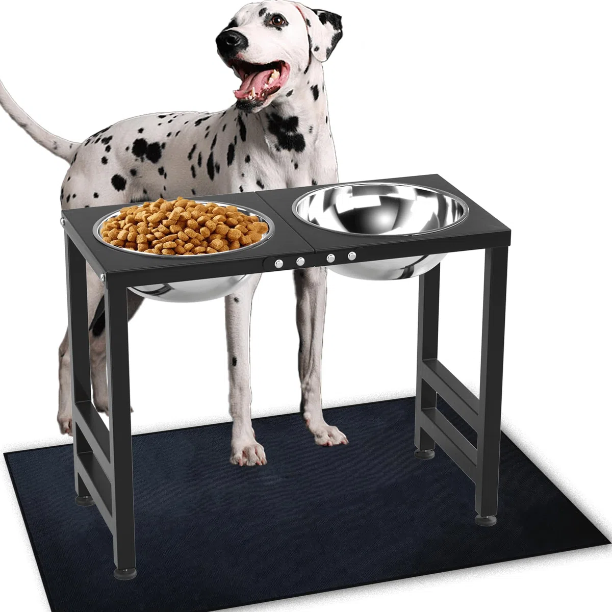 Cuencos elevados de metal para perros grandes de raza extra grande Soporte de cuenco para perros elevado con alfombrilla a prueba de salpicaduras y cuencos para mascotas de 3000ML, comedero de 17" de