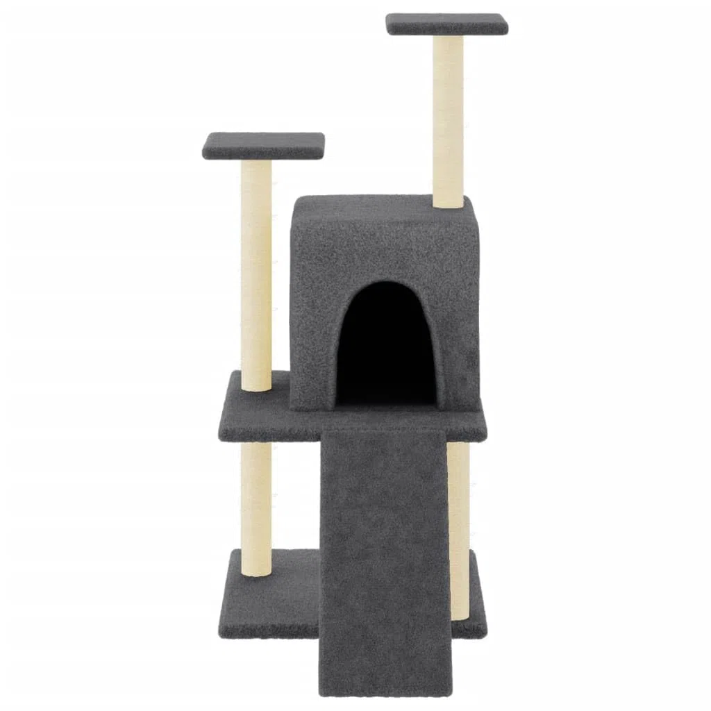 ShGaxin Rascador para Gatos con Postes de sisal Gris Oscuro 110 cm, Rascador Gato, Arbol Rascador para Gatos, Gatos Accesorios, Torre Gatos, Arranhador para Gatos, Casa para Gatos