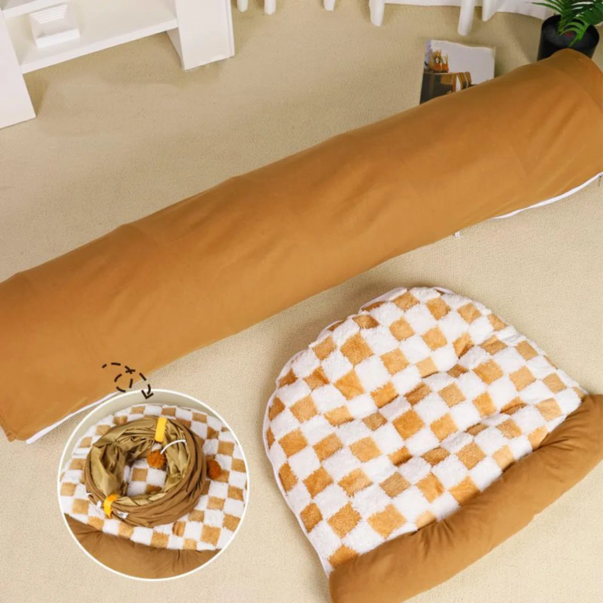 Túneles y Tubos de Gatos Casa Cueva Lavable Gruesa para Juego Y Ejercicio