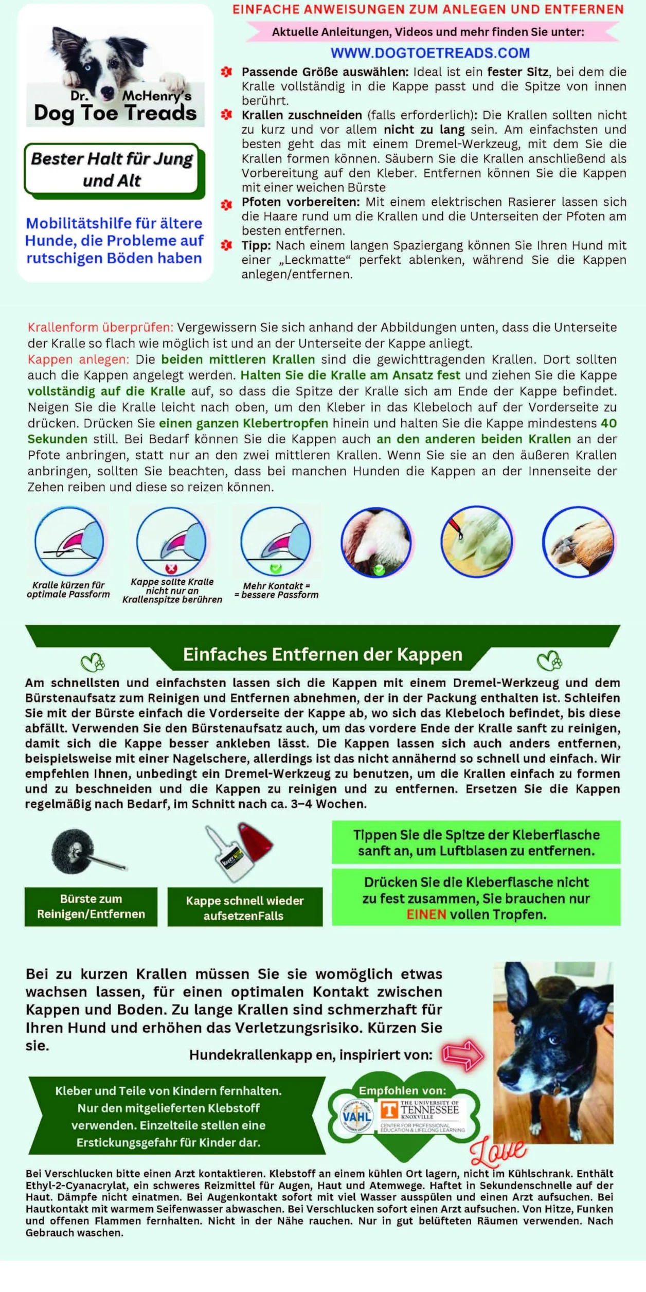 Dr. McHenry's Dog Toe Treads, Juego de 24 piezas con adhesivo y cepillo de limpieza, mayor tracción y estabilidad en suelos resbaladizos, tracción y movilidad para perros mayores (XXL)