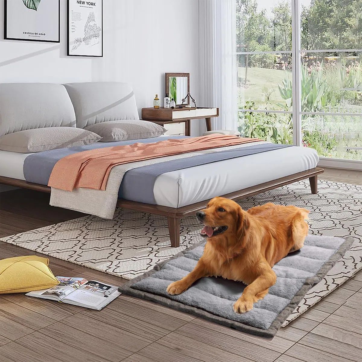 Rollup Cama para perros al aire libre, colchonetas de viaje para perros medianos y grandes, portátil, plegable, lavable a máquina, accesorios para mascotas para máxima comodidad, 36 x 23 pulgadas,