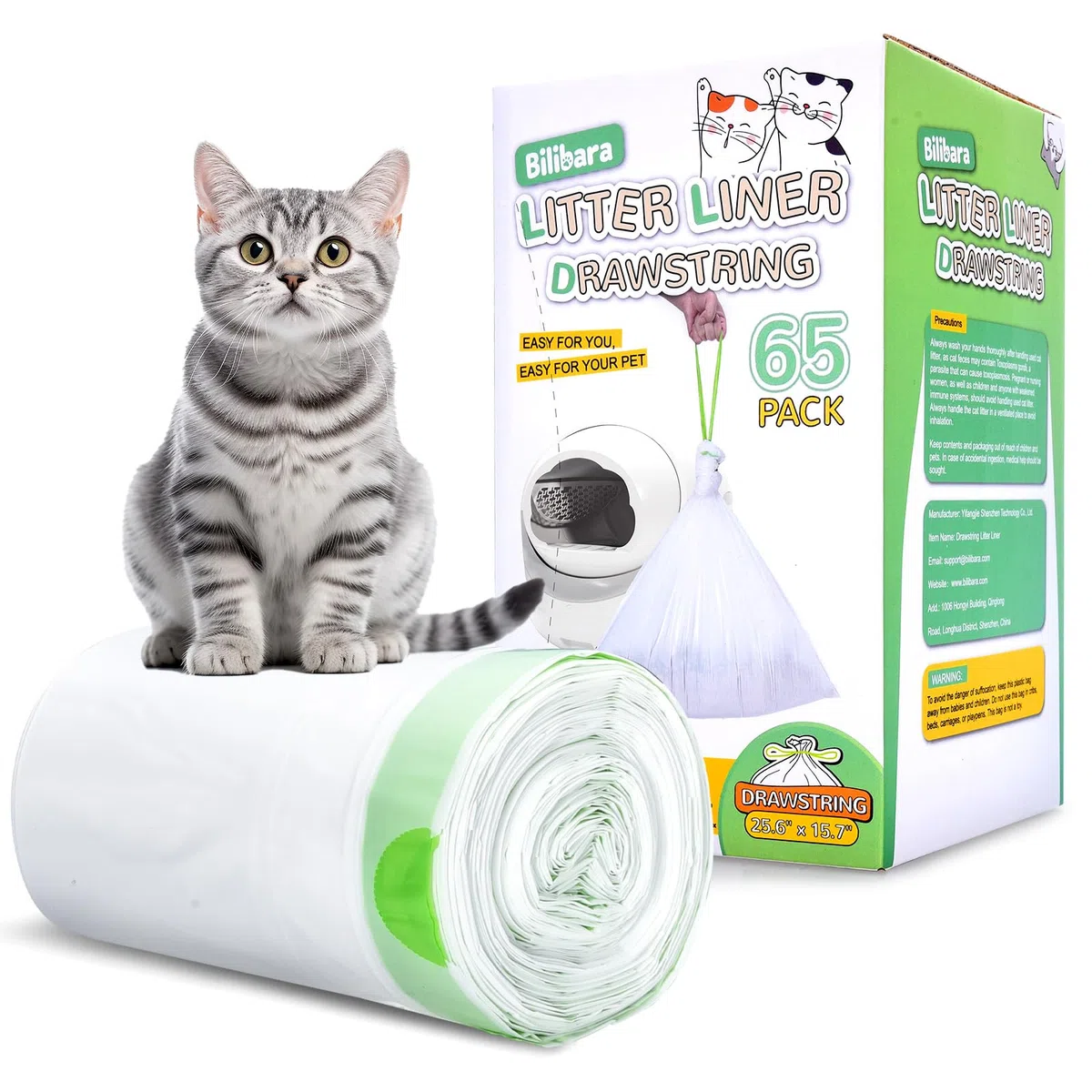 65 bolsas de arena para gatos con cordón para la mayoría de las cajas de arena autolimpiables para autolimpiables, extra gruesas, para cajones de arena para mascotas, bolsas de basura