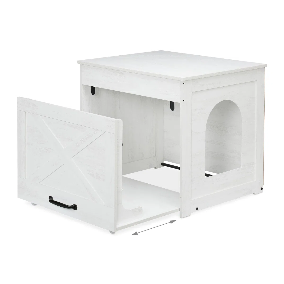 Relaxdays Mueble Arenero de Gato, para Esconder el Aseo Felinos, Cajón Extraíble, 53,5 x 60 x 51,5 cm, Blanco/Gris