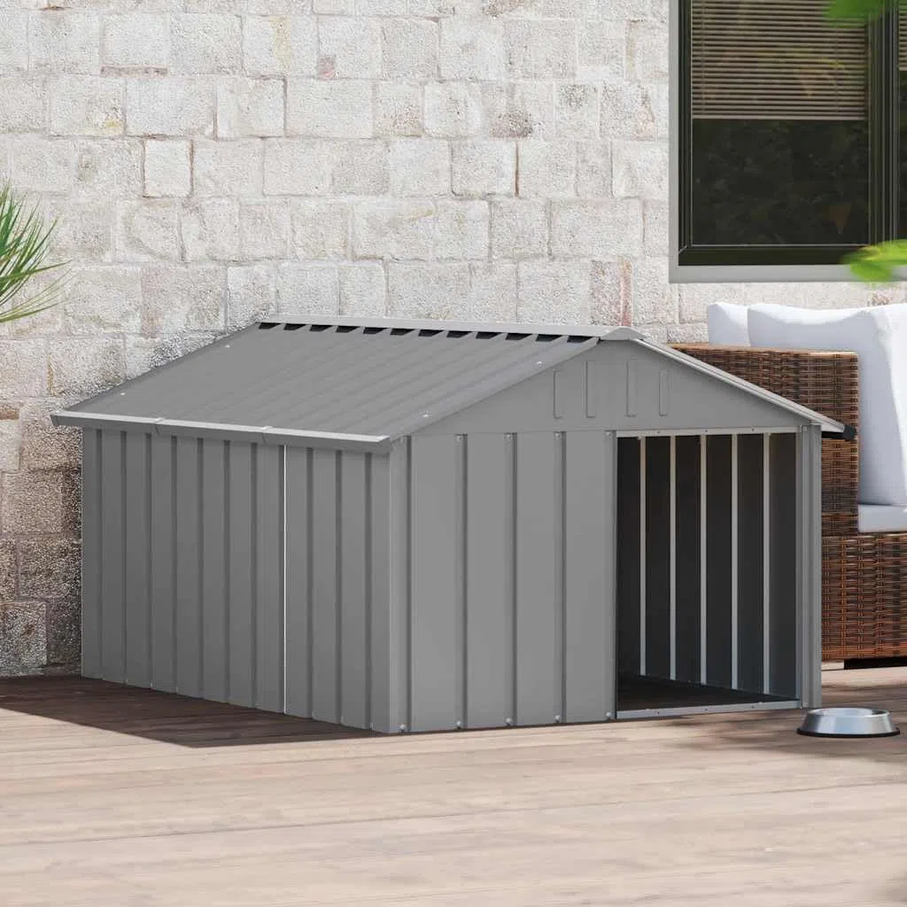 Genérico Casa para Perros Acero galvanizado Gris 116,5x153x81,5 cm,Producto para Mascotas y Animales,Productos para Mascotas,Productos para Perros,Casetas para perros-171543
