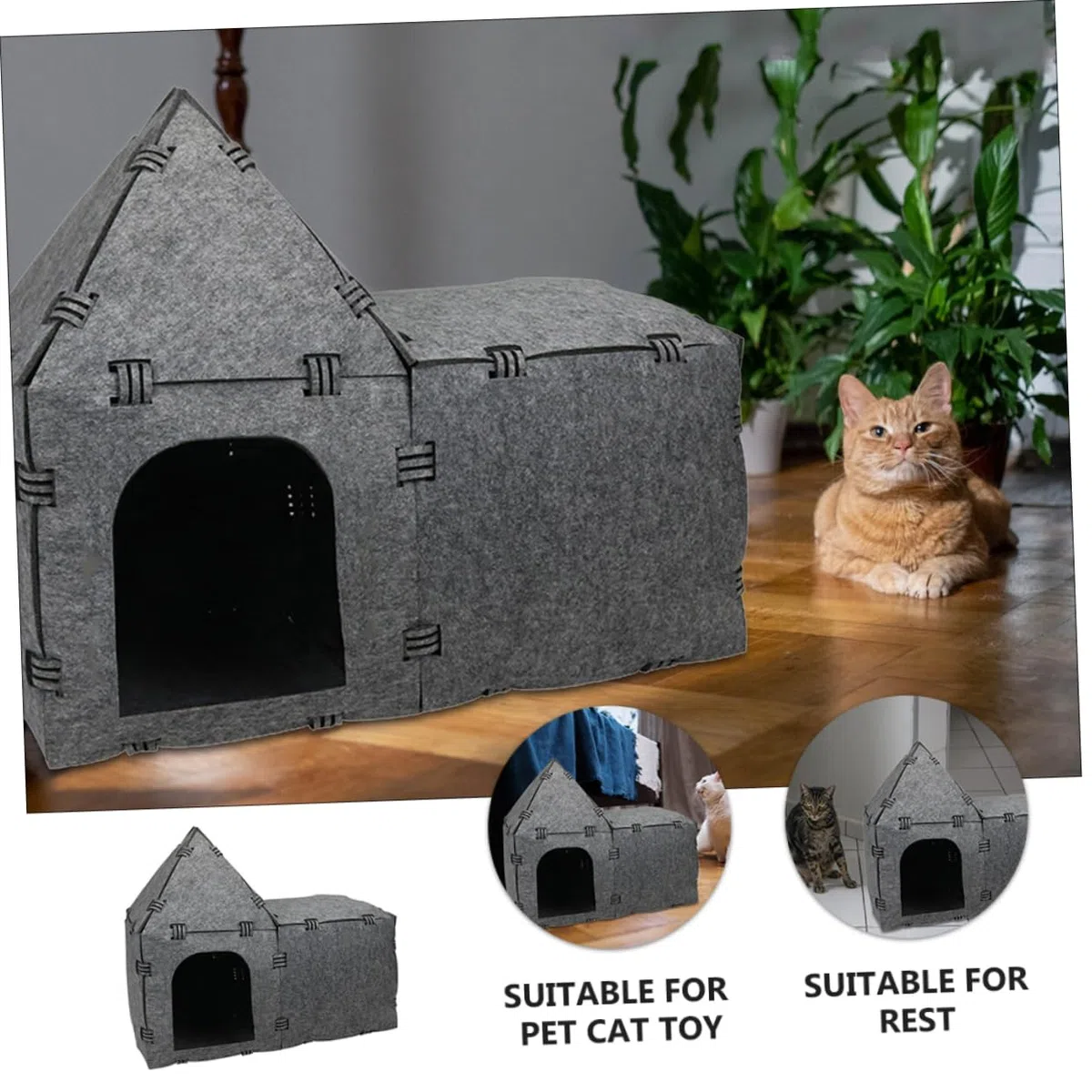 Happyyami Casa De Túnel para Gatos De Fieltro Nido Creativo para Mascotas Juguete Interactivo para Jugar y Descansar para Interiores y Exteriores Diseño Práctico y Fácil De Almacenar