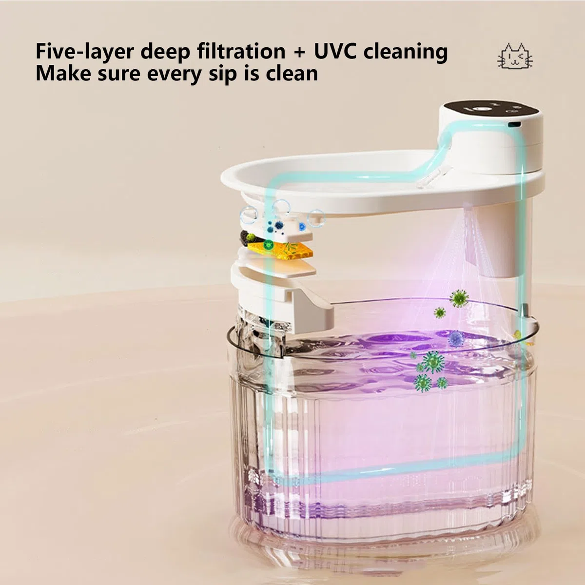Fuente de Agua para Mascotas Bebedero Automático Silencioso Recargable 3L