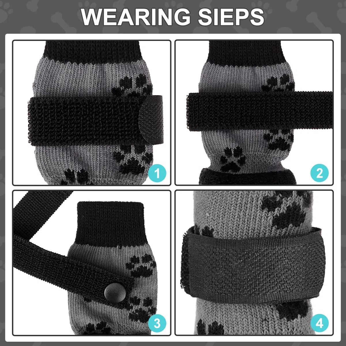 KOOLTAIL Calcetines antideslizantes para perros para evitar lamer patas en suelos de madera dura, botas de nieve y protectores de patas en invierno, calcetines de agarre de tracción para perros