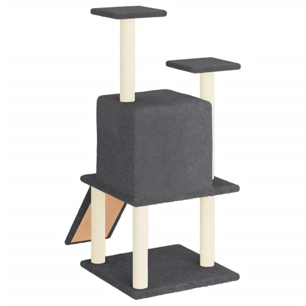 ShGaxin Rascador para Gatos con Postes de sisal Gris Oscuro 110 cm, Rascador Gato, Arbol Rascador para Gatos, Gatos Accesorios, Torre Gatos, Arranhador para Gatos, Casa para Gatos