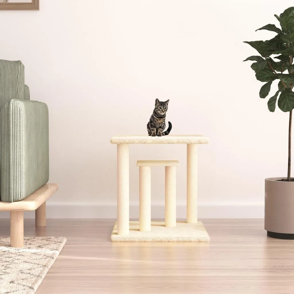 Postes rascadores para Gatos con Plataformas Crema 50 cm, ZEYUAN Rascador Gato, Arbol Rascador para Gatos, Gatos Accesorios, Torre Gatos, Arranhador para Gatos, Casa para Gatos