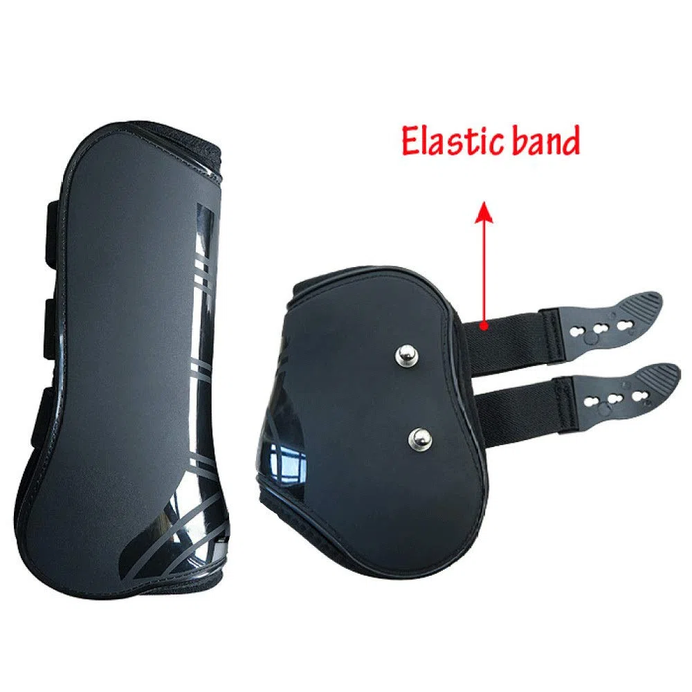 Protectores para Caballos 4 Unids Caballo Equitación Amortiguador Show Salto Pierna Protección Ecuestre Deportes Tendón Y Fetlock Boots Set (Black, XL)