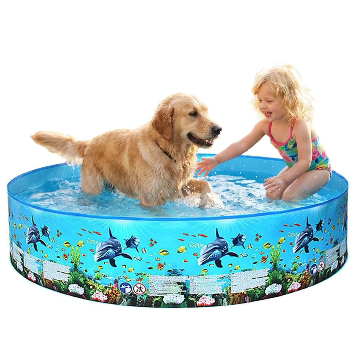 Piscina Plegable para Perros, Bañera portátil (XL) 152 x 25 cm | Antideslizante, El Material PVC es más Resistente para Perros Grandes y Pequeños, Mascotas Gatos Niños & Interior o Exterior