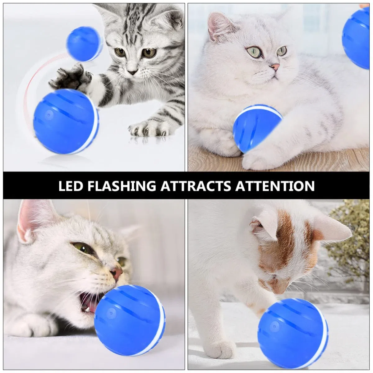 Happyyami Bola Interactiva Automática para Gatos Juguete De Mascota Recargable por USB Luz Parpadeante para Estimulación y Diversión De Gatos y Diseño Que La Atención De Mascota