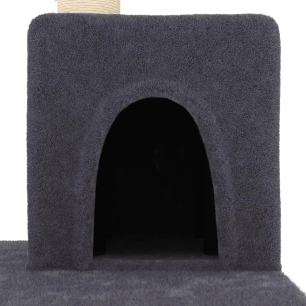 ShGaxin Rascador para Gatos con Postes de sisal Gris Oscuro 123 cm, Rascador Gato, Arbol Rascador para Gatos, Gatos Accesorios, Torre Gatos, Arranhador para Gatos, Casa para Gatos