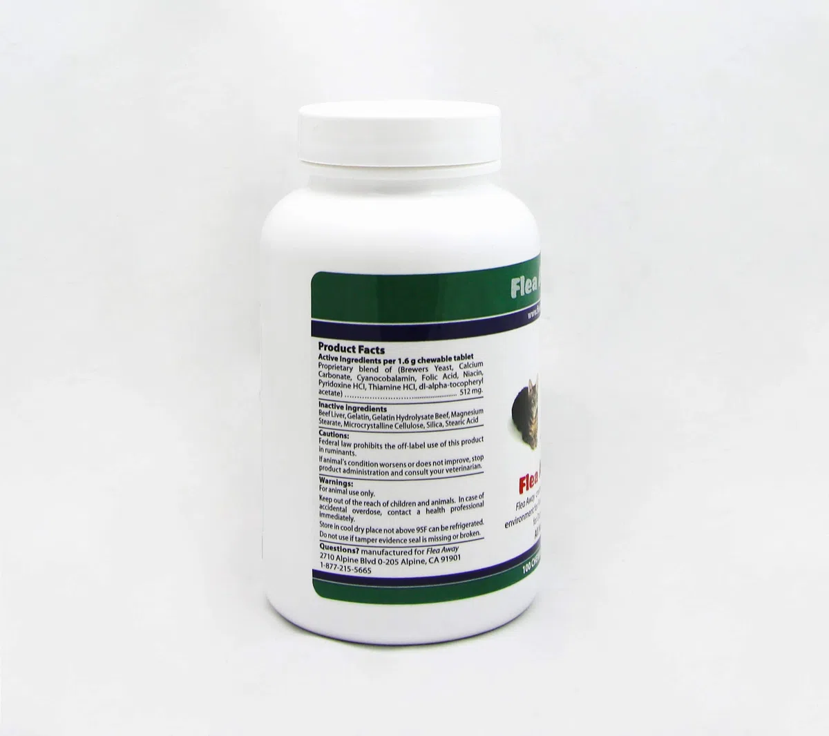Flea Away Repelente de pulgas, garrapatas y Mosquitos Natural para Perros y Gatos, 100 tabletas masticables, Individual