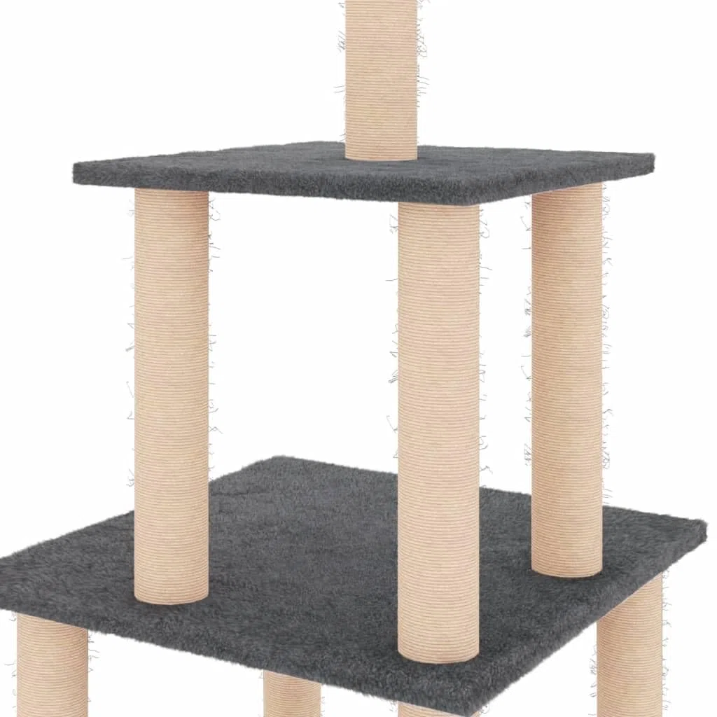 Rascador para Gatos con Postes de sisal Gris Oscuro 111 cm, Xichuzi Rascador Gato, Arbol Rascador para Gatos, Gatos Accesorios, Torre Gatos, Arranhador para Gatos, Casa para Gatos