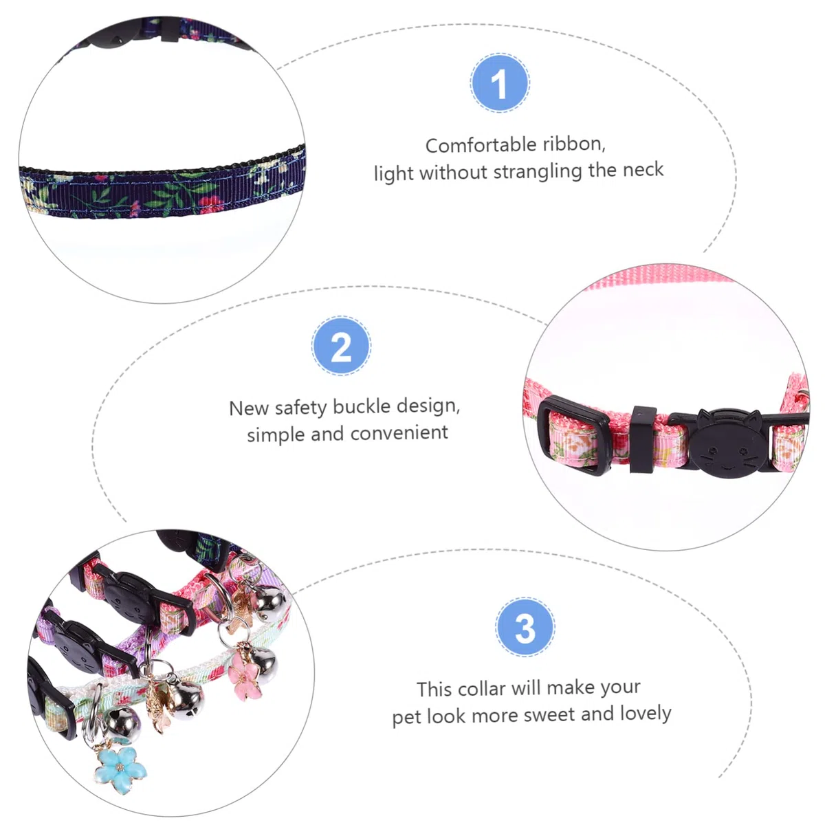 BESPORTBLE 12piezas Collar Floral para Gatos De Diseño De Flores Collar De Seguridad y Accesorio para Mascotas Marino